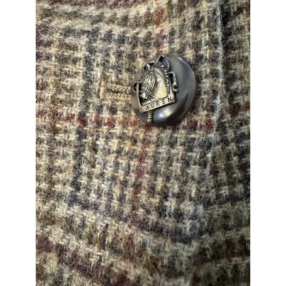 VINTAGE Lauren Ralph Lauren Wool Equestrian Plaid Horse Buttons Jacket SZ 16 - Picture 5 of 7